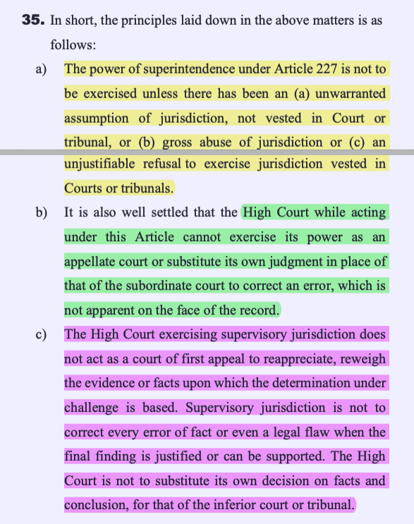CiteCase's tweet image. #SupremeCourt on scope of supervisory jurisdiction of High Courts under Article 227 of Constitution.