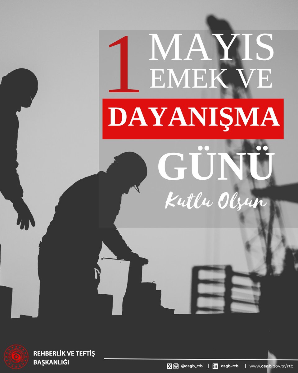 Çalışma hayatının her alanında özveriyle görev yapan, emeğiyle üretime ve kalkınmaya katkı sağlayan tüm çalışanların 1 Mayıs Emek ve Dayanışma Günü’nü saygıyla kutluyoruz. #1Mayıs