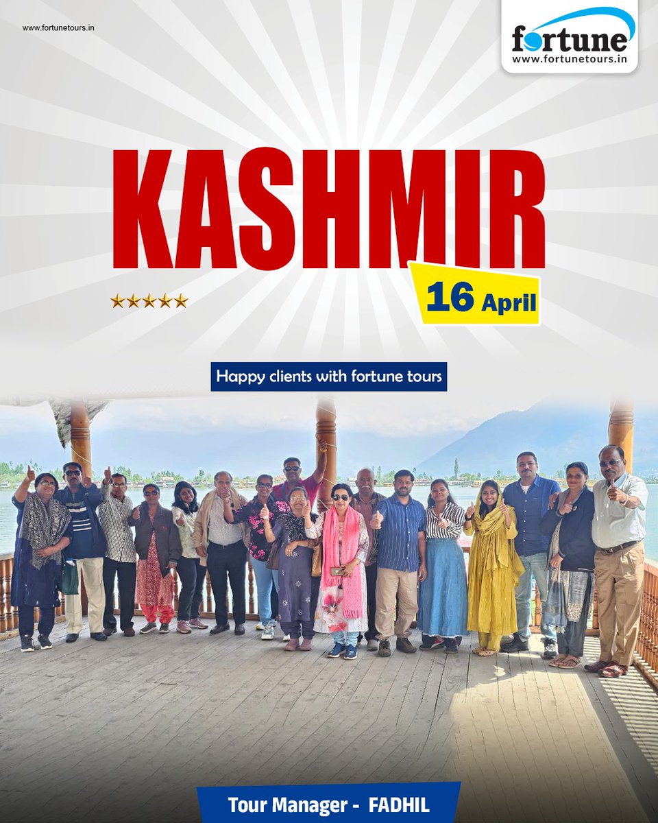 fortune_to10070's tweet image. Every frame tells a story of happiness—our guests truly cherished their Kashmir group tour on 16 th April 2026.

#Kashmir #kashmirpackages #Happycustomers #FortuneTours #kashmirtrip