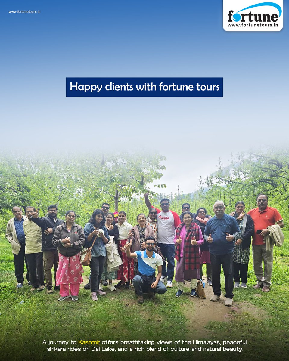 fortune_to10070's tweet image. Every frame tells a story of happiness—our guests truly cherished their Kashmir group tour on 16 th April 2026.

#Kashmir #kashmirpackages #Happycustomers #FortuneTours #kashmirtrip