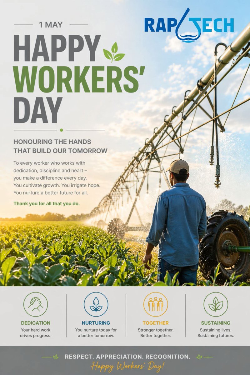 Raptech_Pumps's tweet photo. To every worker who shows up, puts in the effort, and never gives up — today is for you. 💪
You cultivate growth, you build futures, you make a difference.

Happy Workers’ Day!
#ThankYouWorkers #WorkersDay #StrongerTogether https://t.co/gC4vntocGl