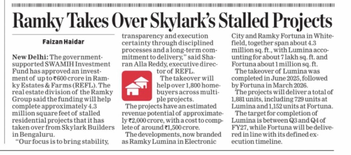 FaiHaider's tweet image. The takeover will help over 1,800 #homebuyers across multiple projects.

m.economictimes.com/industry/servi…