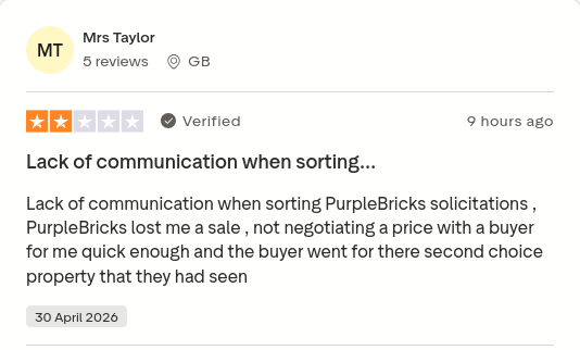 or_rhea's tweet image. Mrs Taylor gave Purplebricks 2 stars via @Trustpilot trstp.lt/f2SAK2Afj5 #CONmisery #NoBull #ownit