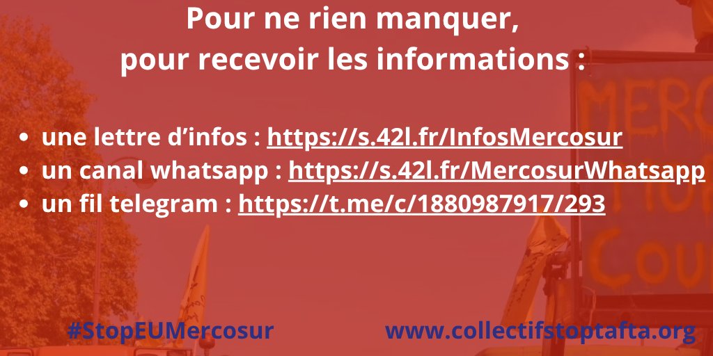 StopTAFTA's tweet photo. Pour ne rien manquer de la campagne, inscrivez-vous :
➡️ une lettre d'infos : https://t.co/6fRwE4O2uu
➡️ un canal whatsapp : https://t.co/IjnXEzWlih
➡️ un fil telegram : https://t.co/LCb86bZMSg https://t.co/cvwo309aMp