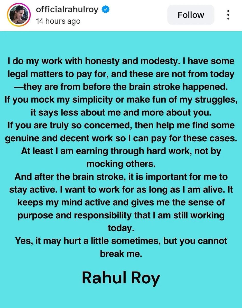 flixxpert's tweet image. Now_a_Days People got Licence to troll anyone,say anything to mock others.Why not let live others peacefully,whatever they want to do let them do peacefully.
Rahul Roy respond says the truth that if u really hv concern then help him with good content or financially 
#stopit