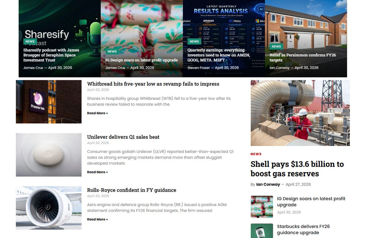 Sharesify's tweet photo. UK companies in the news:
#ACSO #AZN #GLE #GRID #MAB1 #MNO #NRR #NWG #PAC #PRO #PSON #PSH #PULS #RCN #RMII #RNEW #ROR #ROSE #SRB #SST #STX
Head to https://t.co/HRWYmD2HJS for news, views and analysis https://t.co/JuWswkKBle