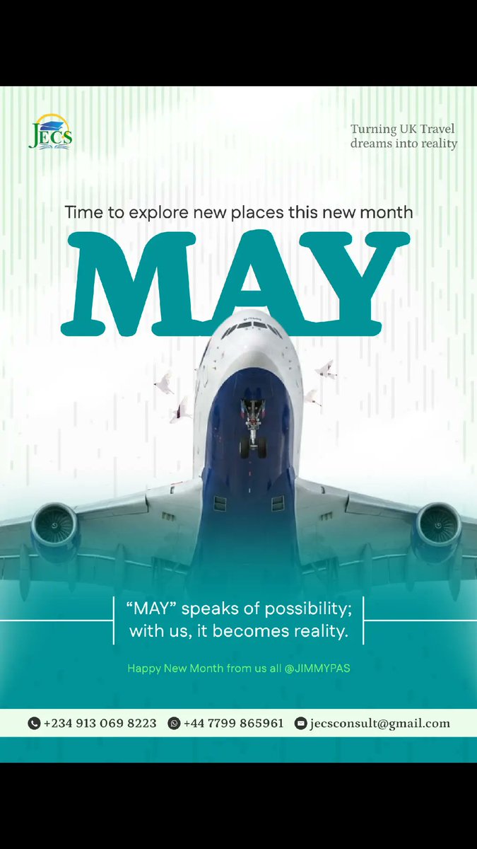 jimmypasltd's tweet photo. Happy New Month from all of us at JIMMYPAS. 

With JIMMYPAS, your UK travel plans move from possibility to reality 🤭

Enjoy the new month 🤗... Apply now for the September 2026 Intake.

#may #uk #travel #visaapproved #studyabroad https://t.co/NF1Akc19p4