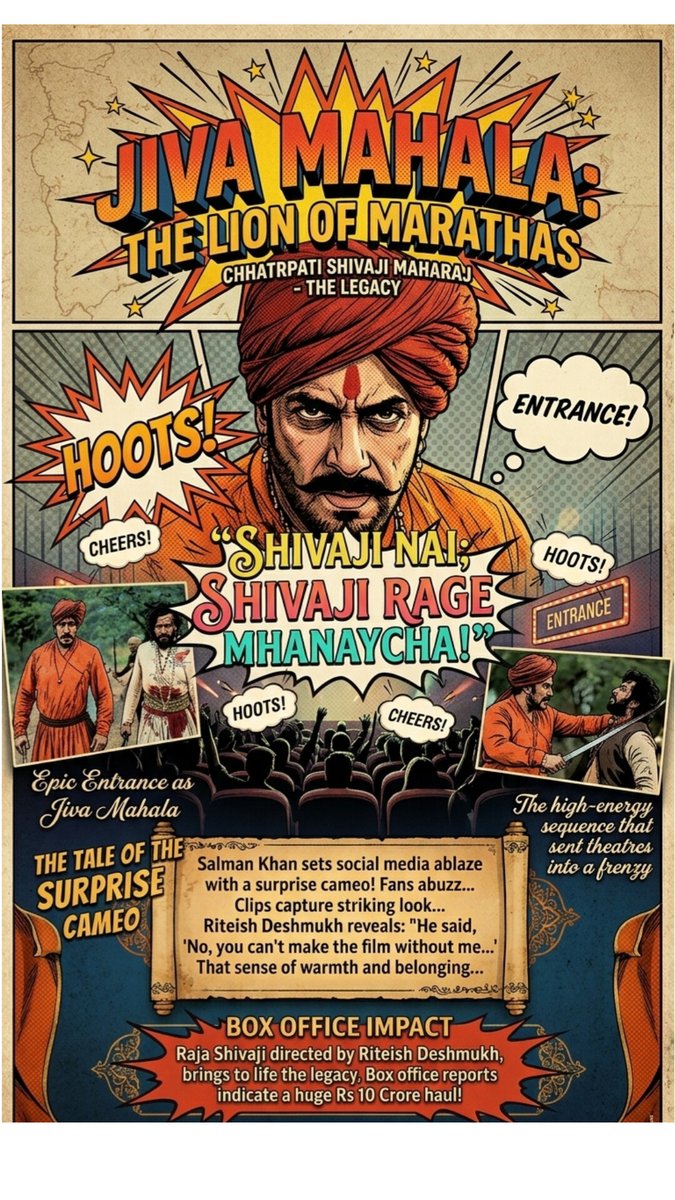 Salman Khan sets the screen on fire with his powerful cameo in Raja Shivaji alongside Riteish Deshmukh  and fans can’t keep calm! 🔥⚔️
When the superstar enters, the theatre ROARS! 💥🔥
#SalmanKhan #RajaShivaji #JivaMahala #Bollywood #ViralMoment #MassEntry #EpicScene #India