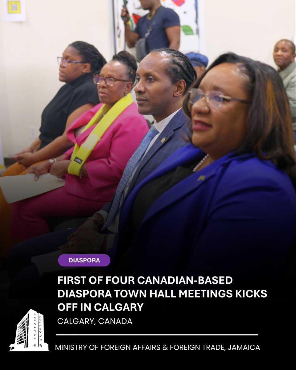 mfaftja's tweet photo. The first of four Diaspora Town Hall meetings in Canadian went underway on Thursday, April 30.🇯🇲

Members of the Jamaican Diaspora gathered at the Jamaican Canadian Association Alberta (JCAA) in Calgary for a powerful evening of dialogue and connection, led by Minister of State in the Ministry of Foreign Affairs and Foreign Trade, the Honourable Alando Terrelonge @terrelonge2016.

1/4