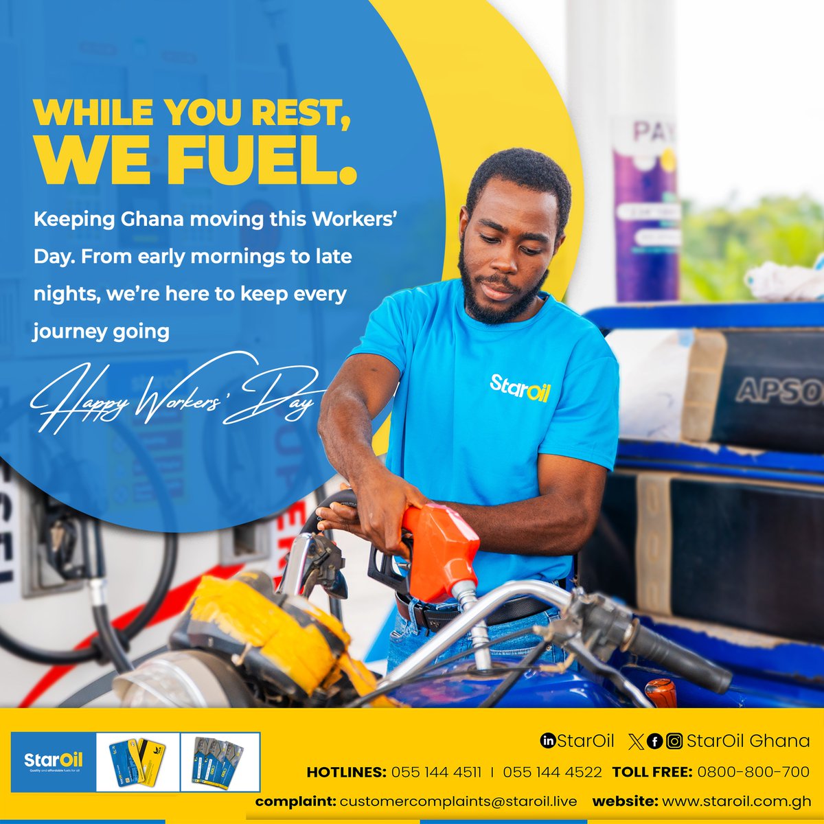 staroilghana's tweet photo. Happy May Day from all of us at StarOil.

#EveryDropCounts
#QualityYouCanAfford
#StarOilGhana
#IamAStarSaver https://t.co/dIGin1keiY