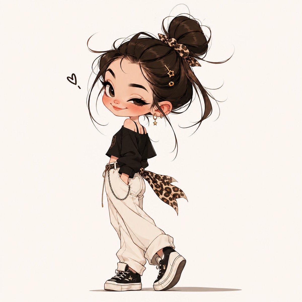 Chibi Fashion Girl With Leopard Accents