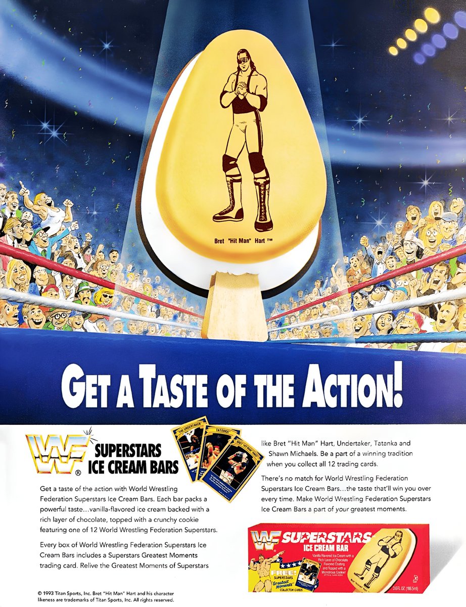 WWFWrestling1's tweet image. 🌟Cool down and get a taste of the action with WWF Superstars Ice Cream Bars!🌟 #WWF #WWE #Wrestling #BretHart