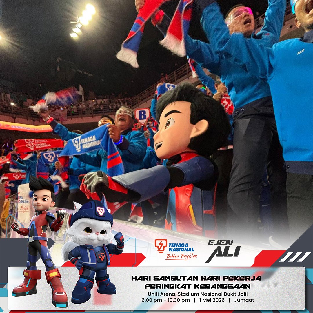 ejen_ali's tweet image. ⚡️Ejen Ali x TNB ⚡️
Pagi yang penuh dengan semangat bersama TNB di Unifi Arena
bagi Sambutan Hari Pekerja! 💙
Ali and Jero seronok dapat jumpa semua✨
#ejenali #tnb #labourday