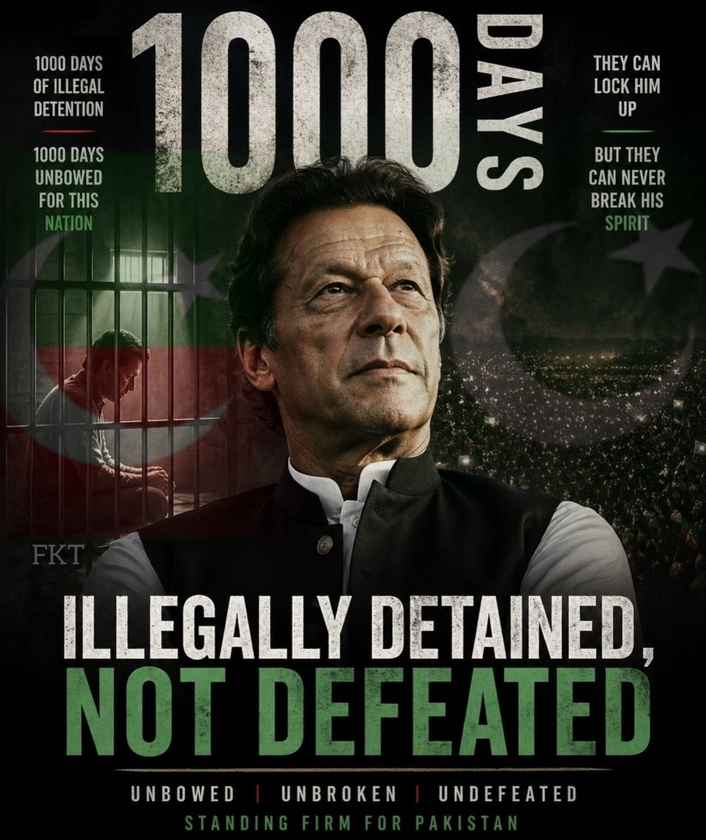 Khan_Chronicle's tweet photo. 1000 days in jail, but his voice still echoes louder than ever  Imran Khan remains a story of strength.
#1000DaysKhanUnbroken https://t.co/Ppx5U2kfIc