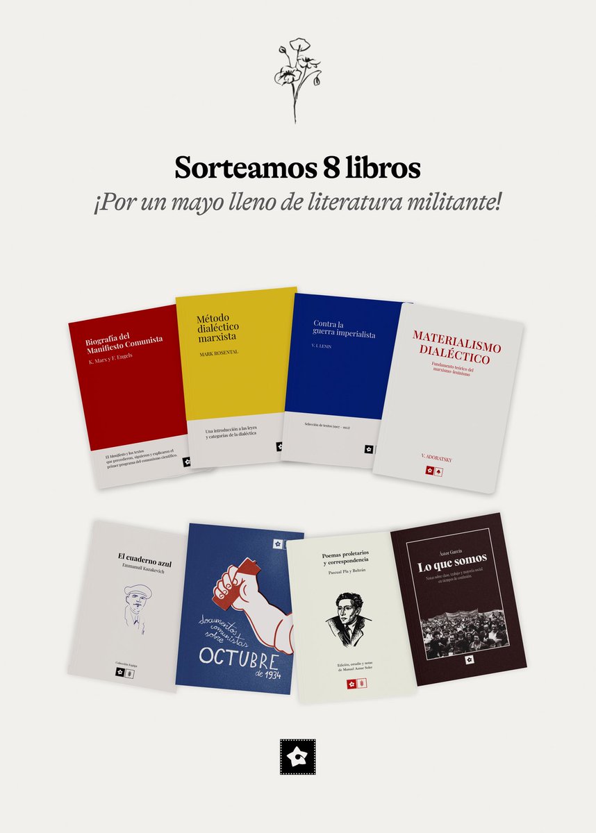 🎁 SORTEO PRIMERO DE MAYO 🎁

Sorteamos nuestros ocho primeros libros para celebrar el Día Internacional de la Clase Obrera.

Para participar: cita este tweet y síguenos. 

Cerramos el sorteo el martes 5 a las 23:59.