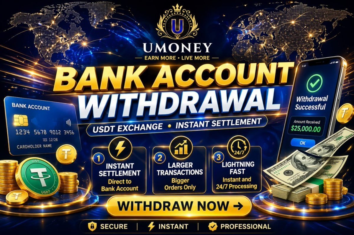 UmoneyOfficial's tweet image. 🏦 Bank Account Withdrawal Made Easy 💸

USDT Exchange with instant settlement ⚡
Direct to bank • Fast 24/7 processing 🚀

Withdraw anytime, anywhere 👇
umoneyindia.com/download-now

#UMoney #USDT #Withdrawal