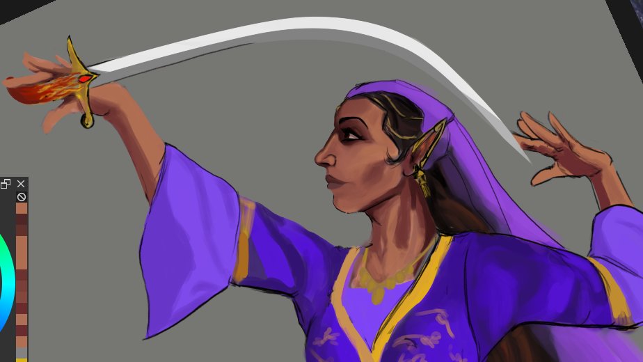 TakoyAqih's tweet image. WIP of my Pathfinder character, probably my favourite character I've played.

#pathfinder #ttrpgart #fantasyart #digitalart #wip
