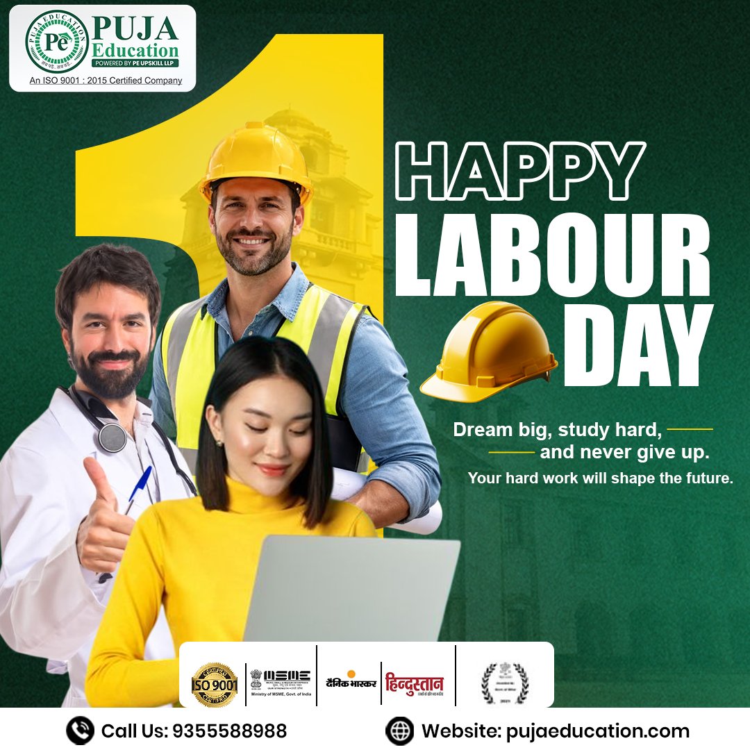 pujaedu's tweet image. Success unhi ko milti hai jo mehnat karne se nahi darte. This Labour Day, we salute the dedication of every student and professional working hard to shape a better tomorrow. Keep dreaming big!
#LabourDay #PujaEducation #HardWorkPaysOff #CareerGuidance #TrendingPost