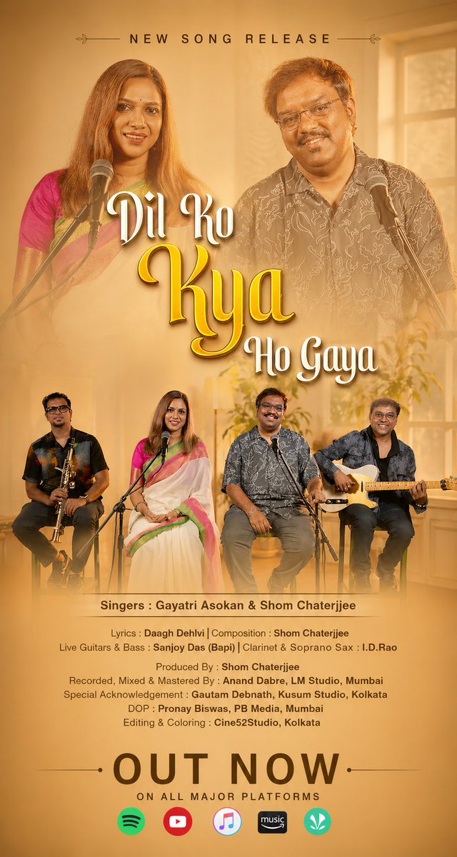 BeatRootRaga's tweet image. A song from the heart, now yours to listen.
 Dil Ko Kya Ho Gaya — out now.
Spotify: open.spotify.com/album/1UGjatgl…
Apple Music: music.apple.com/us/song/dil-ko…
YouTube Music: music.youtube.com/watch?v=ccf7Gb…

#hindi #ghazal #original @gayathri_asokan