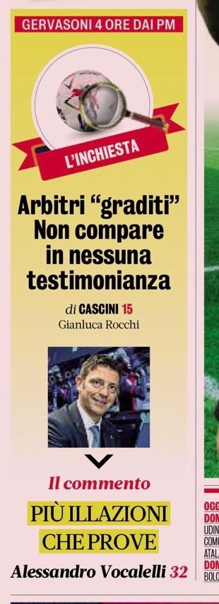 Mentre Repubblica scrive:
"Rocchi tira in ballo un dirigente Inter"

Alla <a href="/Gazzetta_it/">La Gazzetta dello Sport</a> 
la Corea del Nord è un paradiso al confronto.

Senza parole.