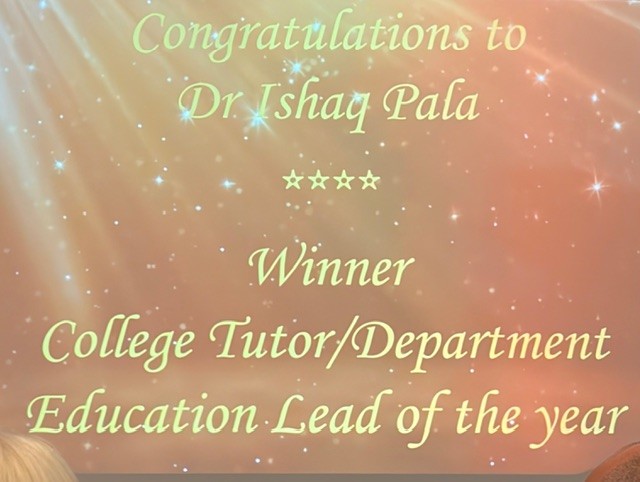 APendleton1977's tweet photo. 🏆 Huge congratulations to Dr. Ishaq Pala, Consultant Psychiatrist &amp; IMG/SAS Lead at KMPT, for winning College Tutor/Departmental Education Lead of the Year at the Med Edu Leaders UK conference!

A national award for a truly national-standard leader. We are so proud! 👏✨ https://t.co/oep8OondzA