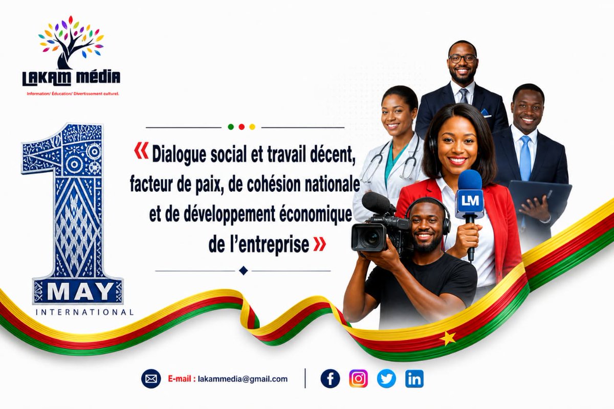 GKembeu55323's tweet image. SOCIÉTÉ : fête du travail – gratitude à nos clients, abonnés et partenaires

En ce 1er mai, journée internationale du travail, nous adressons un merci particulier 

Bonne fête du travail à toutes et à tous.🥳

#fetedutravail #1mai  #clients #abonnés #partenaires #lakammedia