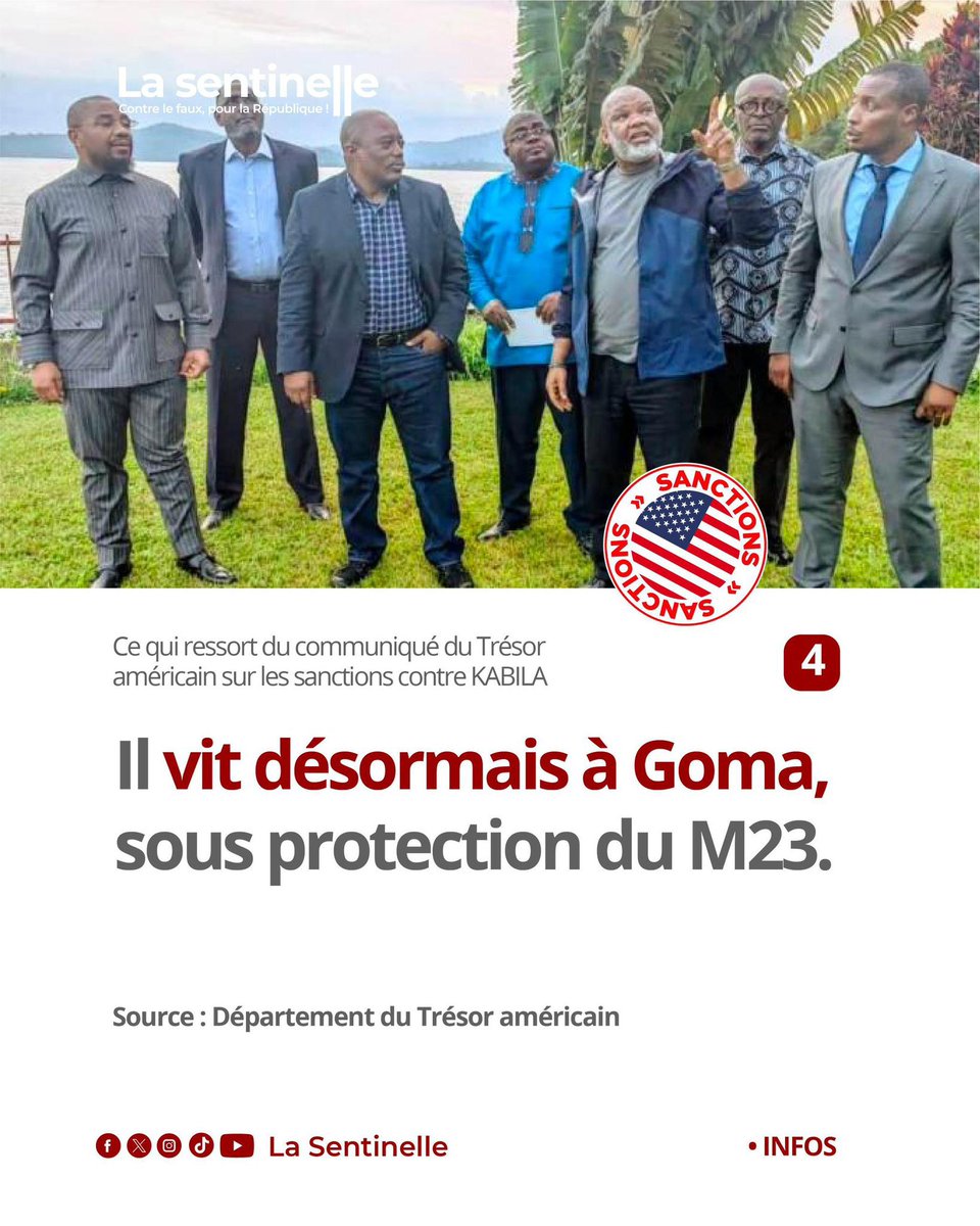 kamba82's tweet image. Victoire historique 🇨🇩

Les sanctions du Département du Trésor des États-Unis mettent à nu Joseph Kabila.

Le lien avec le M23 n’est plus un tabou : la vérité éclate enfin.

Le peuple congolais avance vers la justice. ✊🇨🇩 #RDC #Justice #Vérité