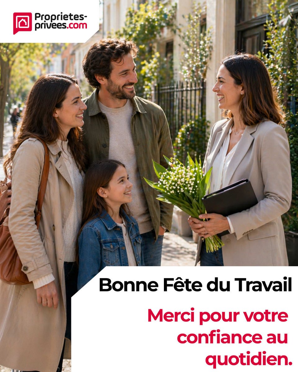 c_cottet_pp86's tweet image. 🌸🏡 PROPRIETES-PRIVEES.COM vous souhaite une belle Fête du Travail ! 🍀

Un projet immo ? On vous accompagne 🔑✨

🌐 proprietes-privees.com/negociateur/ch… 
 📩 c.cottet@proprietes-privees.com

#FeteDuTravail #1erMai #Immobilier