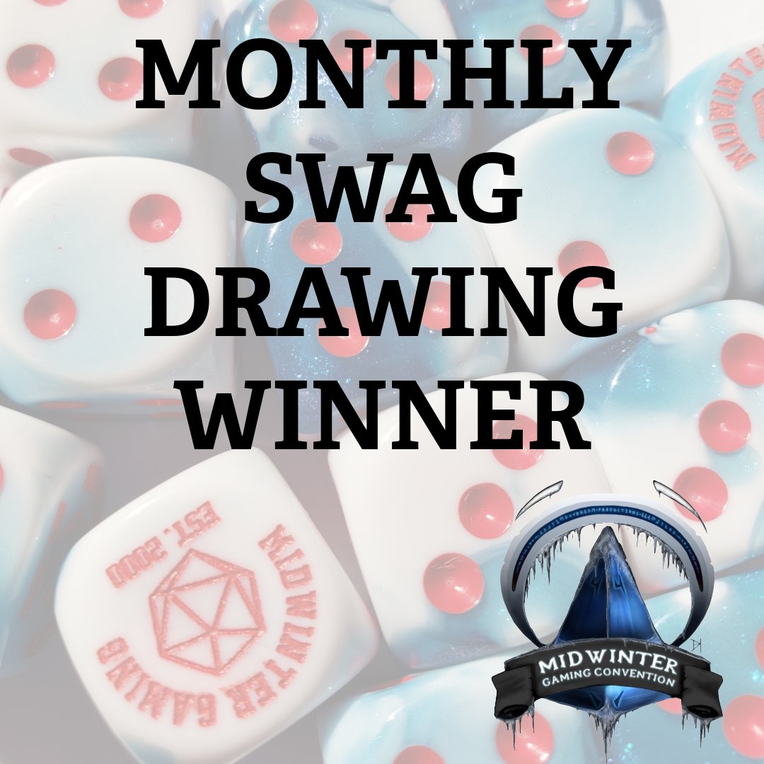 midwintergaming's tweet photo. Congratulations Crystal T., YOU are the winner of our April Drawing! Watch for an email from Midwinter HQ as to how to claim your prize!

Not Crystal? Make sure you're set for our May drawing and snag your badge for the 2027 show (GMs do NOT purchase your badge) https://t.co/ZznvwcC9Jh