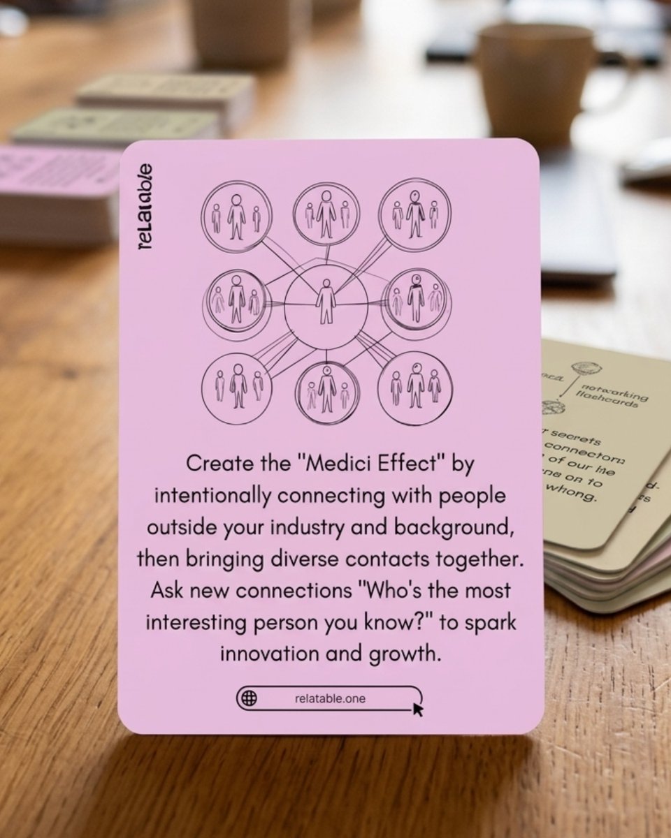 skeevis's tweet photo. 🌍 The Medici Effect is real.

It's not about how many people you know.

It's about who you bring together.

Intentionally connect with people outside your bubble—different industries, backgrounds, experiences. 

Then introduce them. 

Ask new connections "Who's the most interesting person you know?"

Magic happens at the intersections. 

🤝The best ideas don't come from staying in your lane—they come from cross-pollinating circles.

Who are you bringing together this week? 👇

#medicieffect #innovations #ɢʀᴏᴡᴛʜᴍɪɴᴅsᴇᴛ #crossindustry #relationshipbuilding