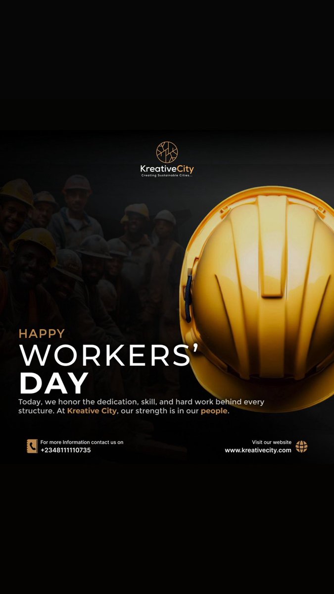 Arc_kayhech's tweet image. Behind every great city, there’s a great team. 🏙️🔧

Today, we salute the real MVPs of Kreative City Integrated Services – our workers. Your energy, integrity, and skill turn blueprints into reality and service into satisfaction.
🎉👷🏿‍♂️👷🏿‍♀️
#WorkersDay2026 #kreativecity #architecture