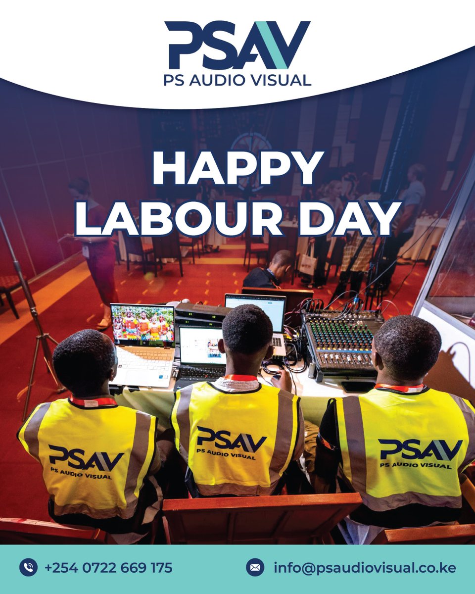 psav_ltd's tweet photo. Today, we celebrate the hands and minds behind every seamless event. Your dedication, skill, and passion keep the show running

Happy Labour Day from PS Audio Visual!

For more info
✉️Email: info@psaudiovisual.co.ke or 
📲0722669175

#teamkitukizuri #avtech Labour day Atwoli Babu https://t.co/YGCChnN4hs