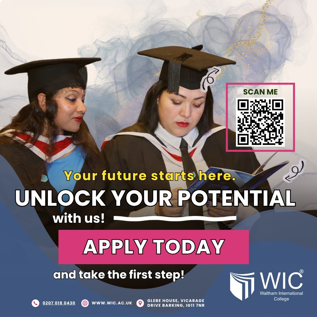walthamcollege's tweet image. Your future starts here. Unlock your potential with us! Apply today and take the first step.

Join Waltham International College today.

#ApplyNow #HigherEducation #WalthamInternationalCollege