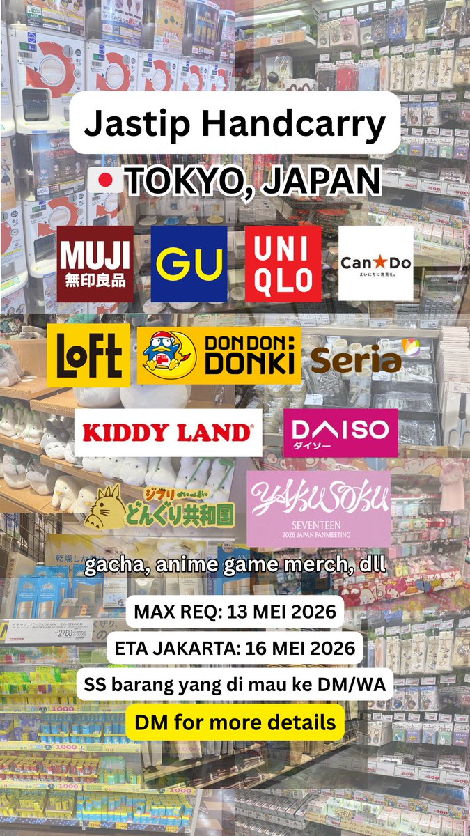 kakayraa's tweet image. HAI WARGA X
soon mau ke jepang, menerima jastip setitik, store yg dikunjungi udah tertera di bawah, silahkan search sendiri barang yg di mau trs tinggal ss dech
kalo tertarik silahkan dm aku xixi terutama carat😚

#jastipjepang #jastip 
#carat #svtmerchyakusoku