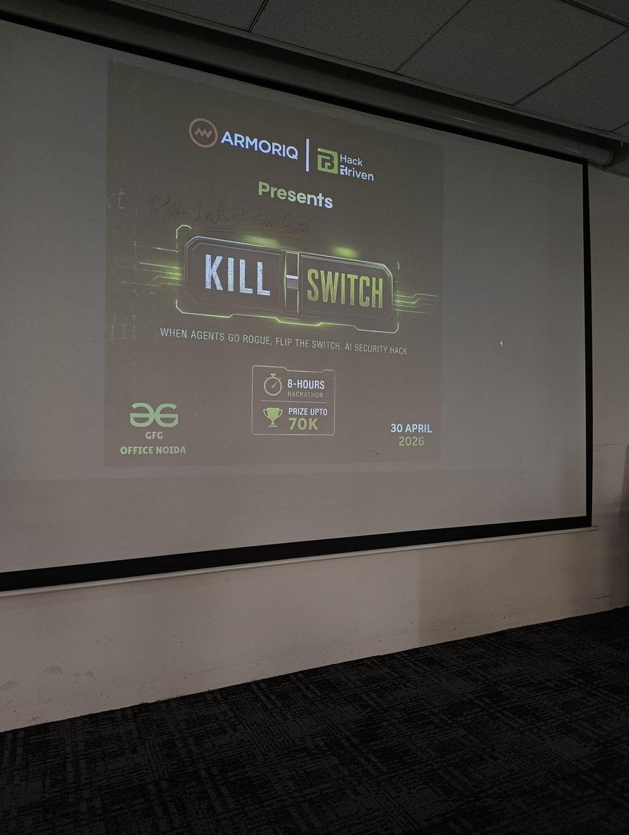 HackBriven's tweet photo. We’ve successfully wrapped up the Kill Switch Hackathon in collaboration with @armoriqio at the @geeksforgeeks Office, Noida 🚀

The projects built were truly impressive, and the energy throughout the event was incredible.

Huge congratulations to all the winners .

Thank you. https://t.co/izjGQvJVtk