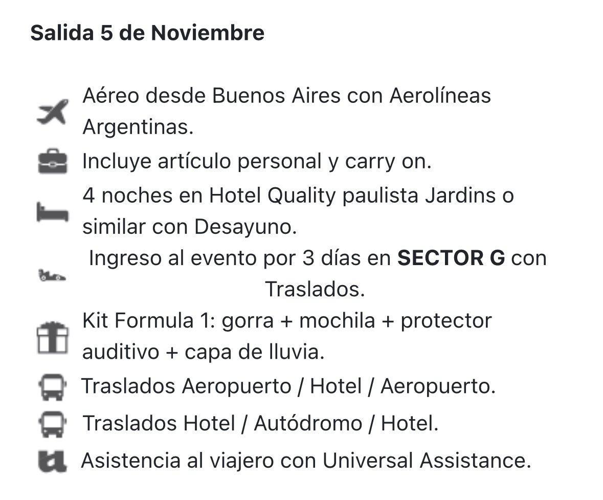 weqsIeys's tweet photo. @harrylpg buenas!! yo trabajo en agencia de viajes y ofrecemos paquete completo en sector G o M. cualquier cosa me consultan y lo vemos 🏎️🏁❤️ https://t.co/wEZKUfcczF