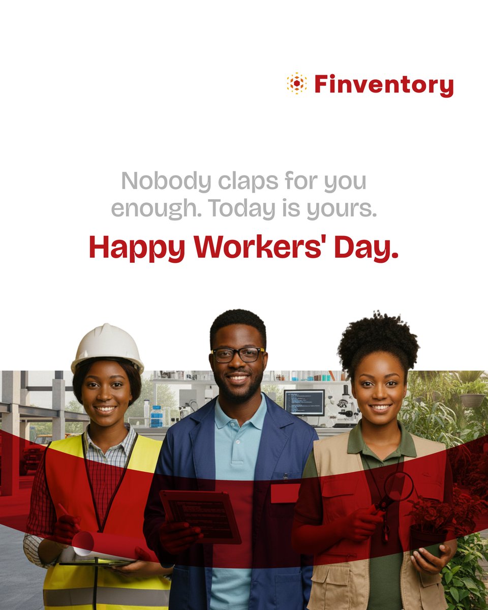 FinventoryLtd's tweet photo. Before any business grows, somebody worked for it. Sacrificed for it. Showed up for it even when it wasn't convenient. We don't take that lightly. 

Happy Workers' Day from us at Finventory, today belongs to you https://t.co/eZFUmevXaP
