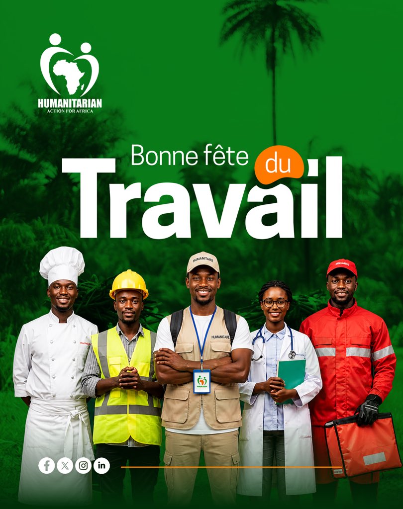 Humanitarian_AA's tweet photo. Bonne fête du travail à toutes celles et ceux qui s’engagent chaque jour pour les autres.
Chez Humanitarian Action for Africa, votre engagement fait la différence. https://t.co/INEPikKpNg
