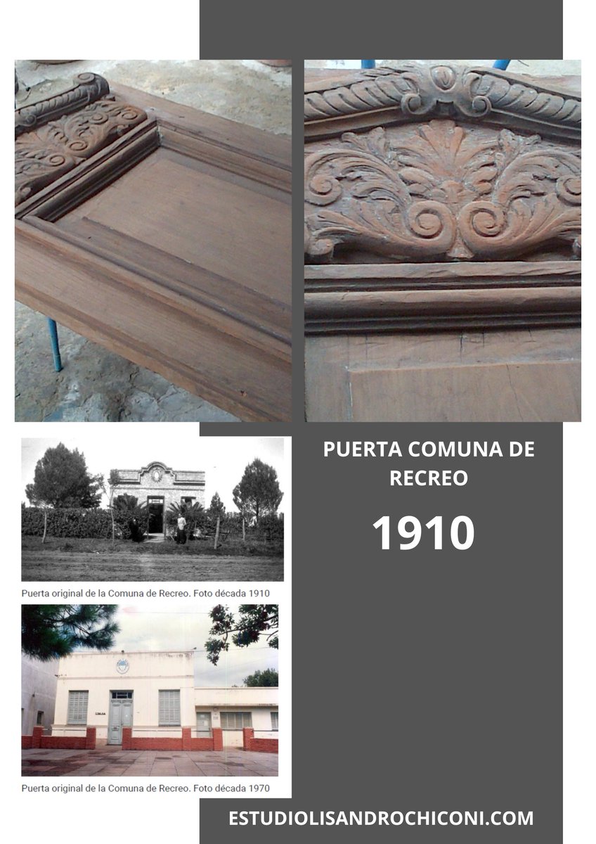 RECREOLISANDRO's tweet photo. Puerta común de Recreo, 1910.
Un fragmento material de la historia local: madera tallada, molduras, ornamentos vegetales y huellas del tiempo que todavía permiten leer una parte de la antigua Comuna de Recreo. https://t.co/Lf90sG2hTi