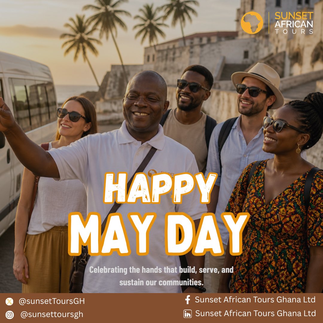 SunsetToursGH's tweet photo. Happy May Day 👷🏾‍♂️

Honouring the hands and voices that keep Ghana moving. From guides to artisans, every journey is shaped by their care and knowledge.

Travel with intention: https://t.co/C8jKkSOmYR

#MayDay #Travel #VisitGhana #TravelAfrica #Pleasantmemories #Greatexperience https://t.co/HhWs8gpxnE