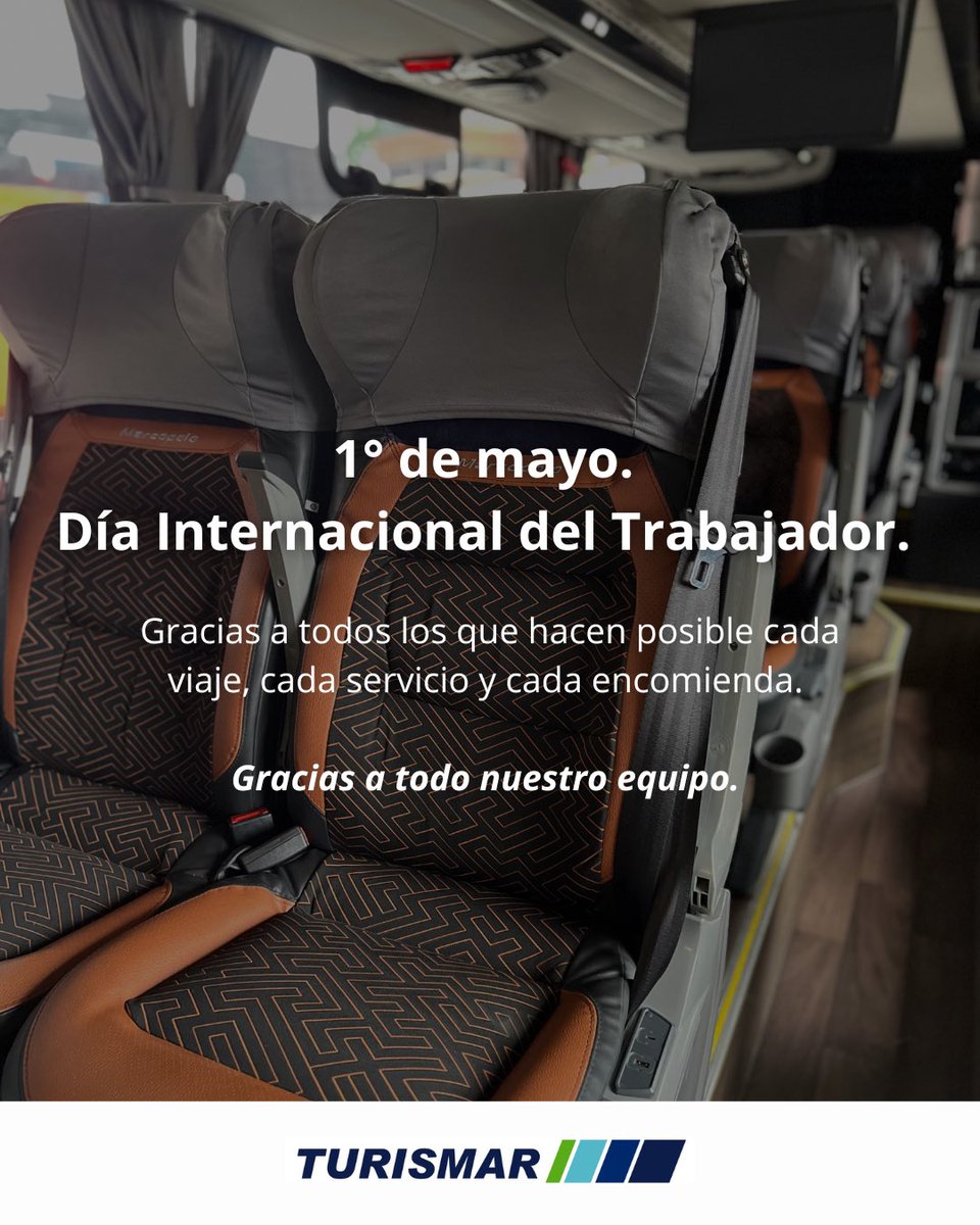 TURISMARnews's tweet photo. Hoy reconocemos a quienes, con su trabajo diario, hacen que todo esté en movimiento.

Porque detrás de cada recorrido, hay esfuerzo, compromiso y muchas historias.
🚍 En Turismar, seguimos acompañando el trabajo de todos los días.

¡Feliz Día del Trabajador!

#DíaDelTrabajador https://t.co/pvVi0dUVFf