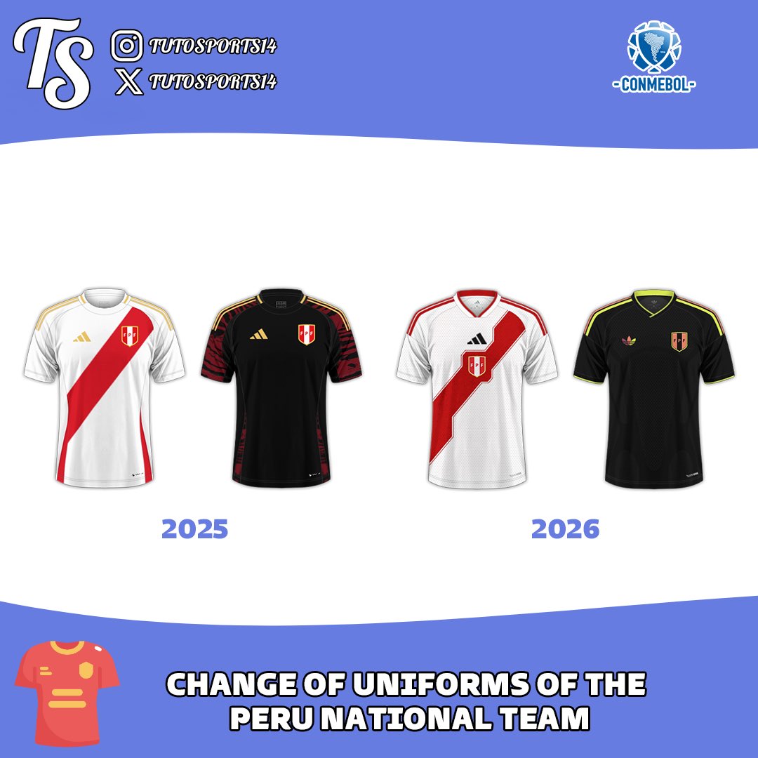 TutoSports14's tweet image. 👕 Change of Uniforms of the Peru 🇵🇪 National Team⚽  #Conmebol #Soccer #Uniforms #SouthAmerica #TutoSportsUniforms