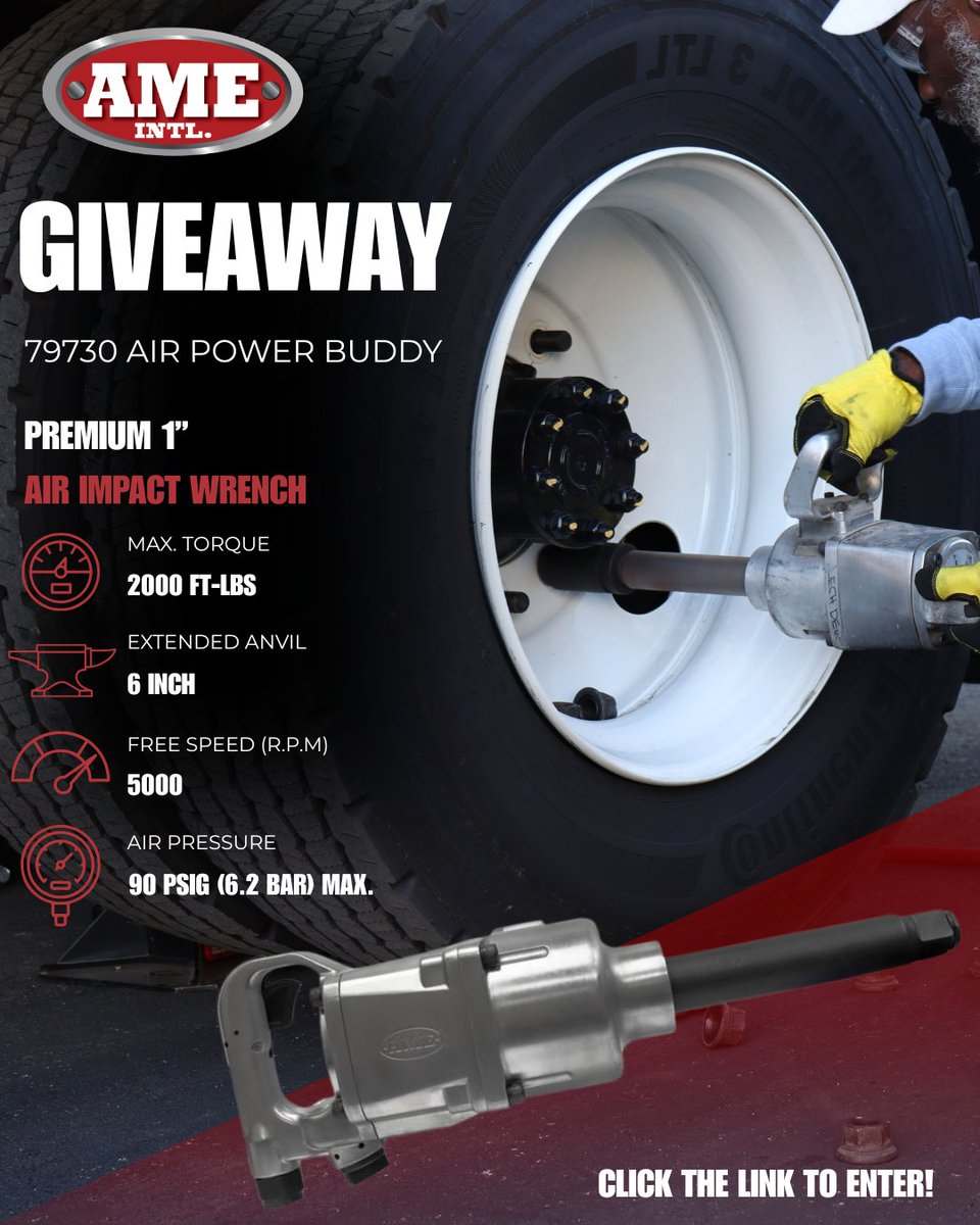 ameintl's tweet photo. For May, we’re giving away a powerhouse. 🎉

One lucky winner will receive a 79730 Air Power Buddy Premium 1″ Air Impact Wrench, built for demanding, heavy‑duty applications where performance matters most.

Enter for your chance to win here: https://t.co/wZiFLJXb76 https://t.co/kt3BcIK0tM