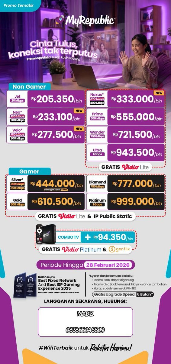 ramz7_'s tweet photo. Pilih paket My Gamer, untuk akses lebih stabil dan anti lag. https://t.co/rosL3NBmhP