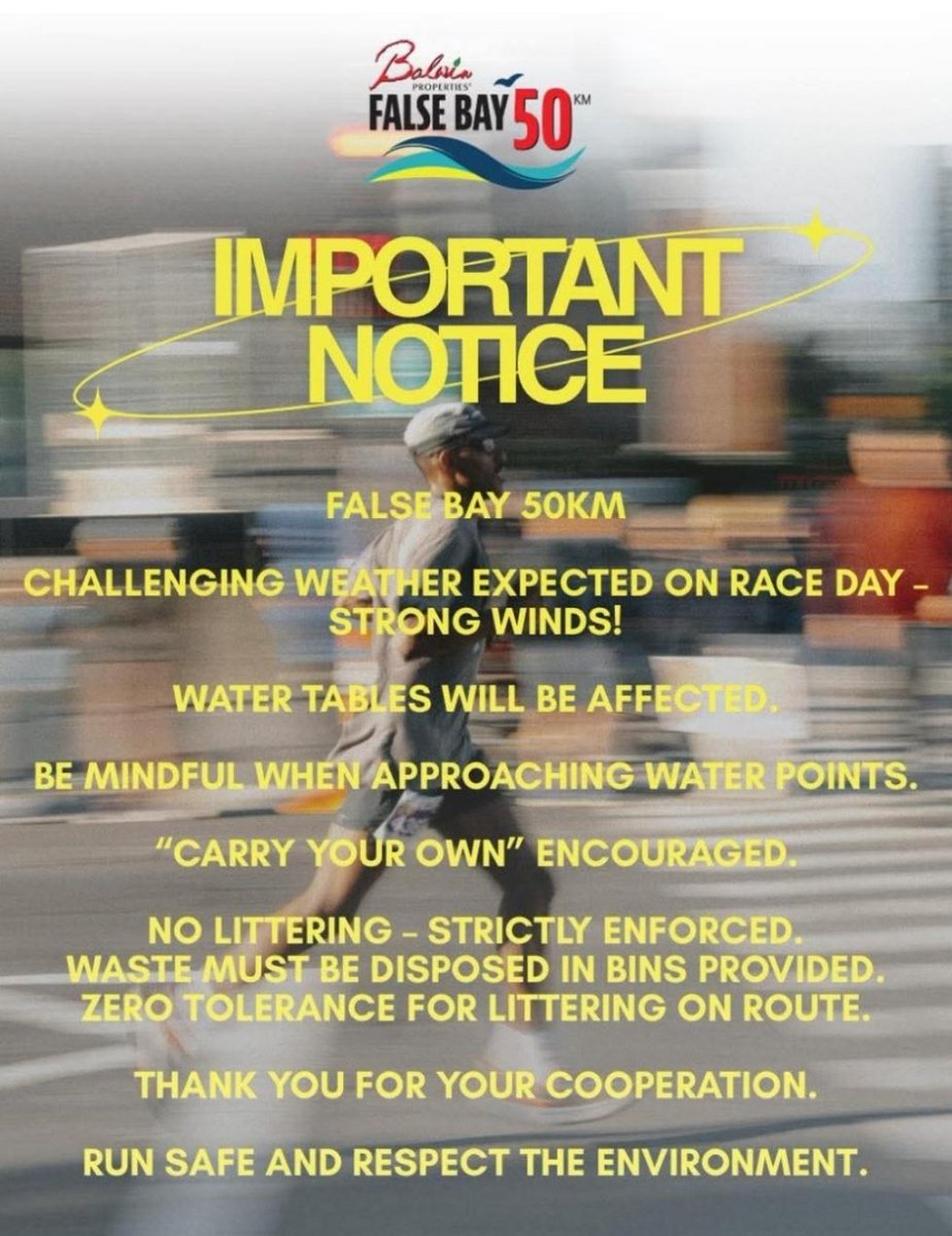 TitaMcunukelwa's tweet photo. bad weather alert!!!
@dmandisi suggests that we DNS 🤣🤣
#RacePackCollection
#FalseBay50
#UltraMarathon
#Running https://t.co/8ys9xKBURD