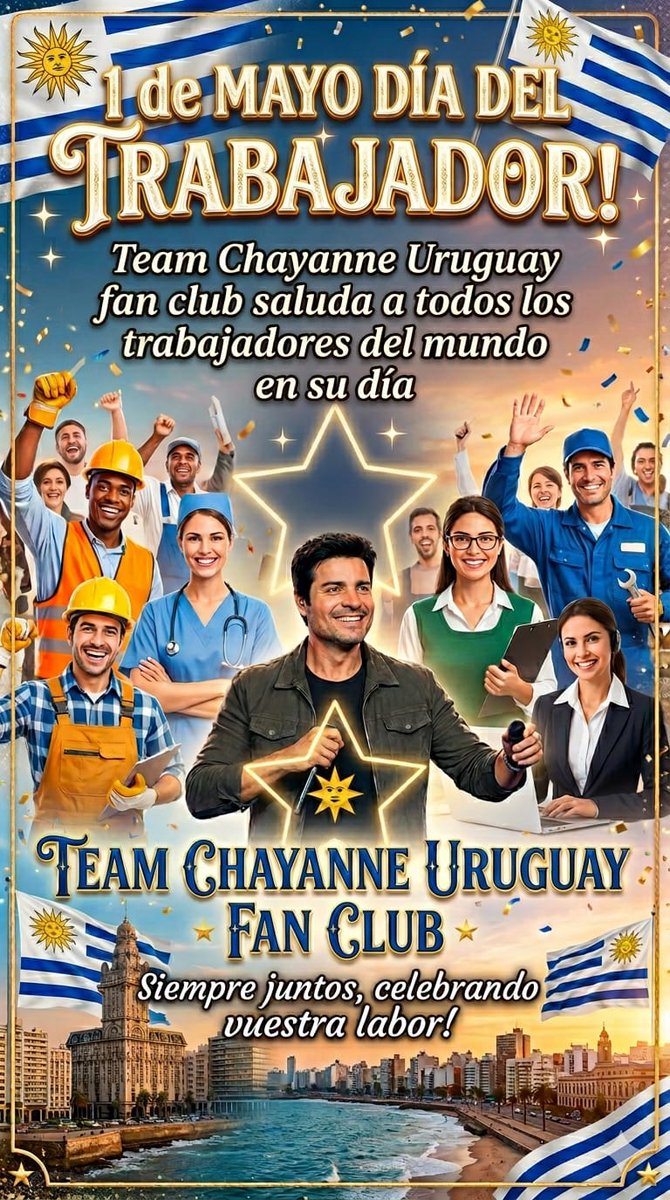 dora_corre32354's tweet image. #repost
@chayanneteamuy  🇺🇾
✨ 1 DE MAYO ✨
DÍA DEL TRABAJADOR ‼️
💪  Saludamos a cada trabajador del mundo!!🌍
 ¡Su esfuerzo construye la historia! ❤️
 SALUD GENTE 💪🏼🥂