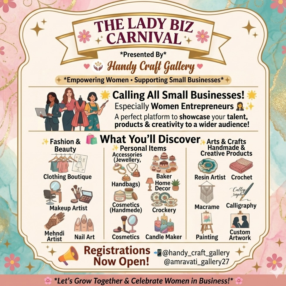 Hello ladies from Amravati..
Do join us tomorrow on 2nd May 2026 from 5pm onwards at Abdullah Palace besides Saifee school, Walgaon road, Amravati to motivate the women entrepreneurs..