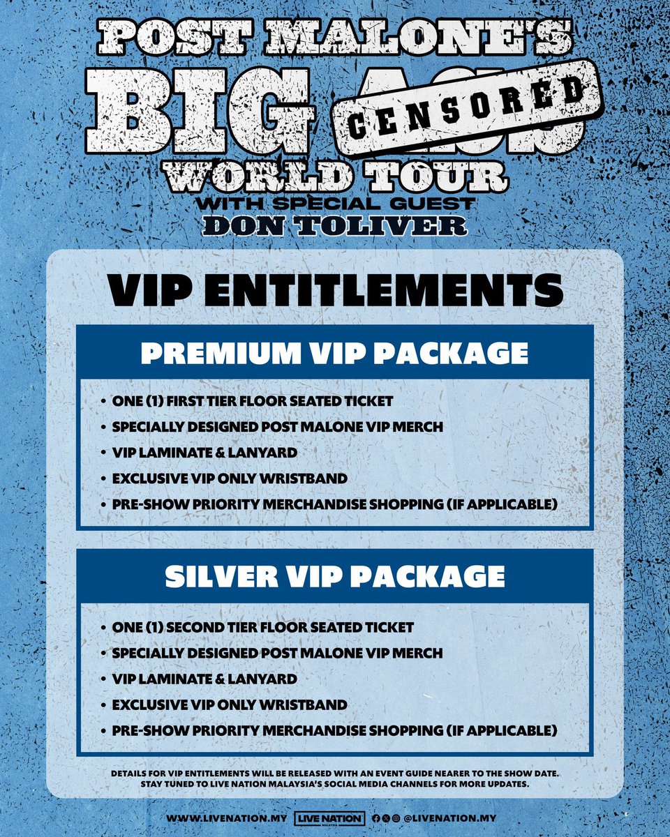 TDI_Ticketing's tweet image. #WTS 
#LFB 
POST MALONE WORLD TOUR IN KUALA LUMPUR 

Tickets Available✅️
Premium VIP
Silver VIP 
Sec C5, D2
114

DIRECT TRANSFER ✅️
DM TO BUY 📥

Instalment ok ✅️
#POSTMALONE #POSTMALONEINKL #POSTMALONEINMY #KualaLumpur #LiveNationMY
#POSTMALONEinKL