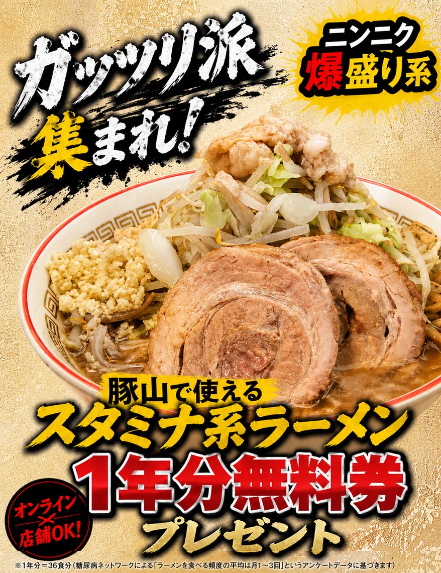 fuja_jp's tweet photo. ガッツリ派の皆さんに朗報💥📣

🔥🍜🔥🍜🔥🍜🔥🍜🔥
【スタミナ系ラーメン】
１年分プレゼントキャンペーン
🔥🍜🔥🍜🔥🍜🔥🍜🔥

応募方法
①@fuja_jpをフォロー
②この投稿をリポスト

※オンラインOK・店頭利用OK
※20歳未満の方は応募をお控えください
※当選は1名様となります
※5/10(日)23：59〆 https://t.co/wjxJsEVDN9