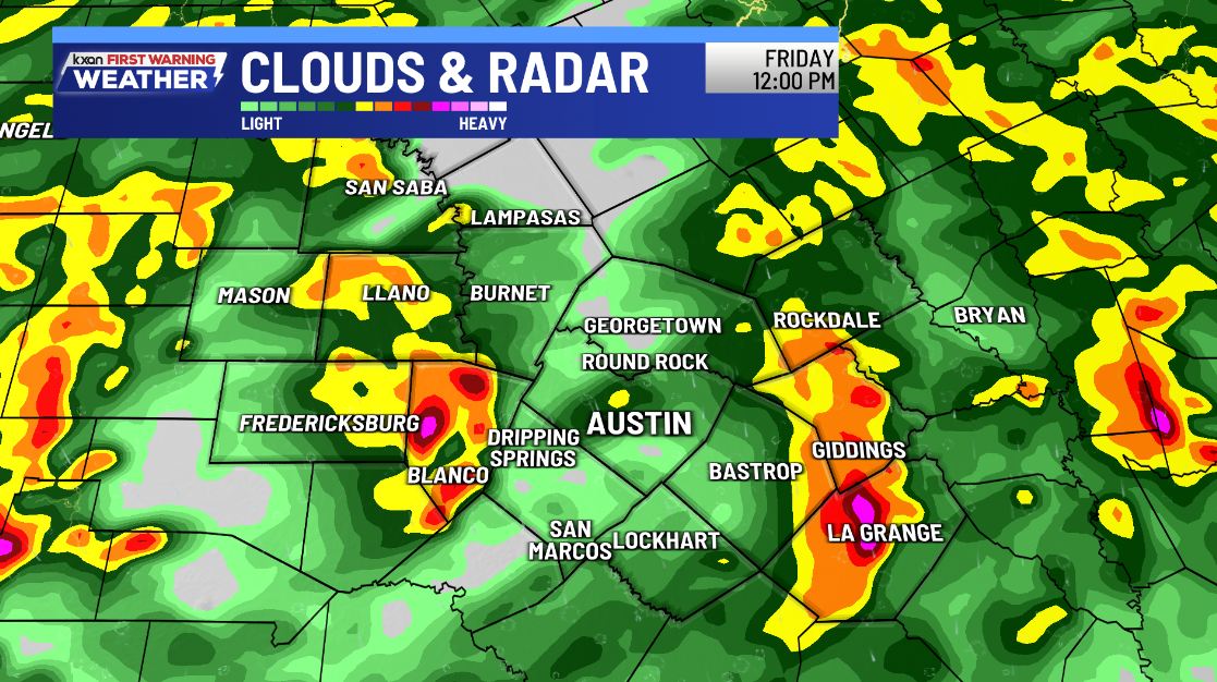 KristenCurrieTV's tweet image. Below is one computer's take on future radar at 9AM, 12PM &amp;amp; 3PM today...

Needless to say... it's likely to be a wet day in Central Texas. #Austin #ATX #TXWX